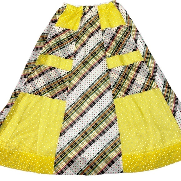 Vintage 70s Chessa Davis Bohemian Prairie Patchwork Maxi Skirt Small Medium - Picture 4 of 17